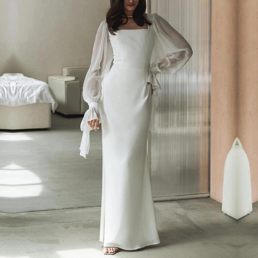 Dalia Damen Hochzeitskleid | Maxi-Länge mit langen Ärmeln- S/M/L