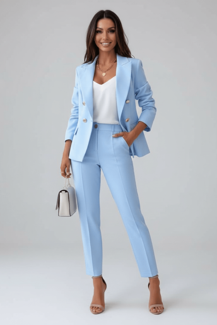 Dalia Damen Hosenanzug | Klassischer Blazer und Gerade Hose, Polyester-Viskose-Mix - S-2XL