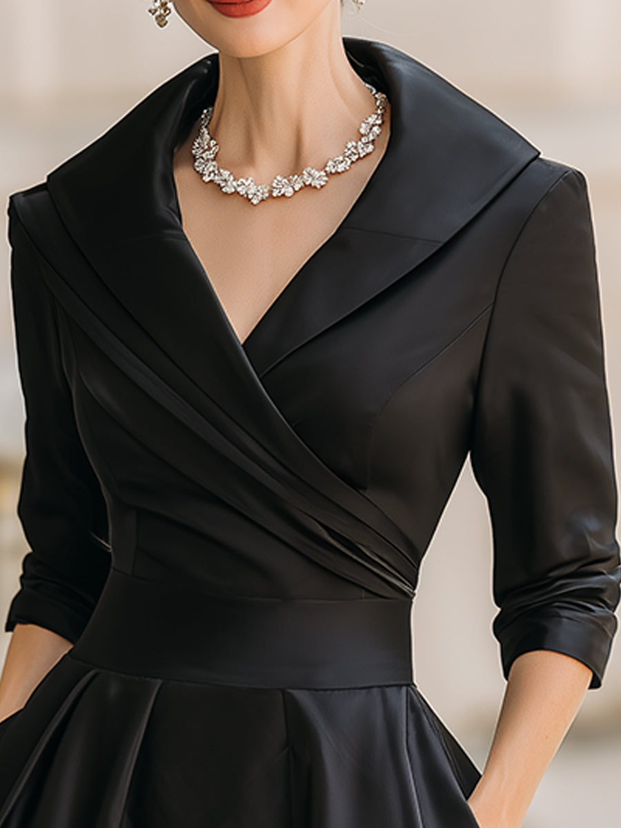 Dalia Damen Midi Kleid | Wickelkragen, Elegant- S-2XL