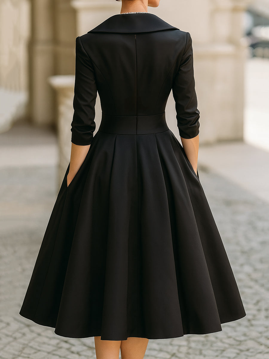 Dalia Damen Midi Kleid | Wickelkragen, Elegant- S-2XL