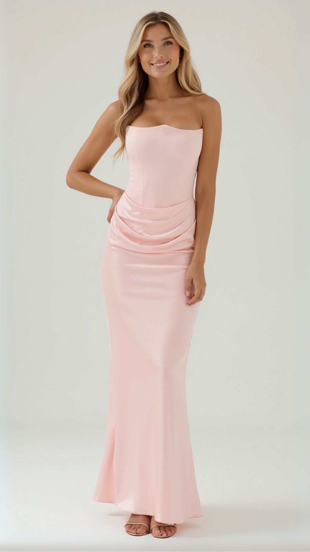 Dara Damen Abendkleid | Schulterfrei, Drapiert, Langes Abendkleid für Hochzeiten- S-XL