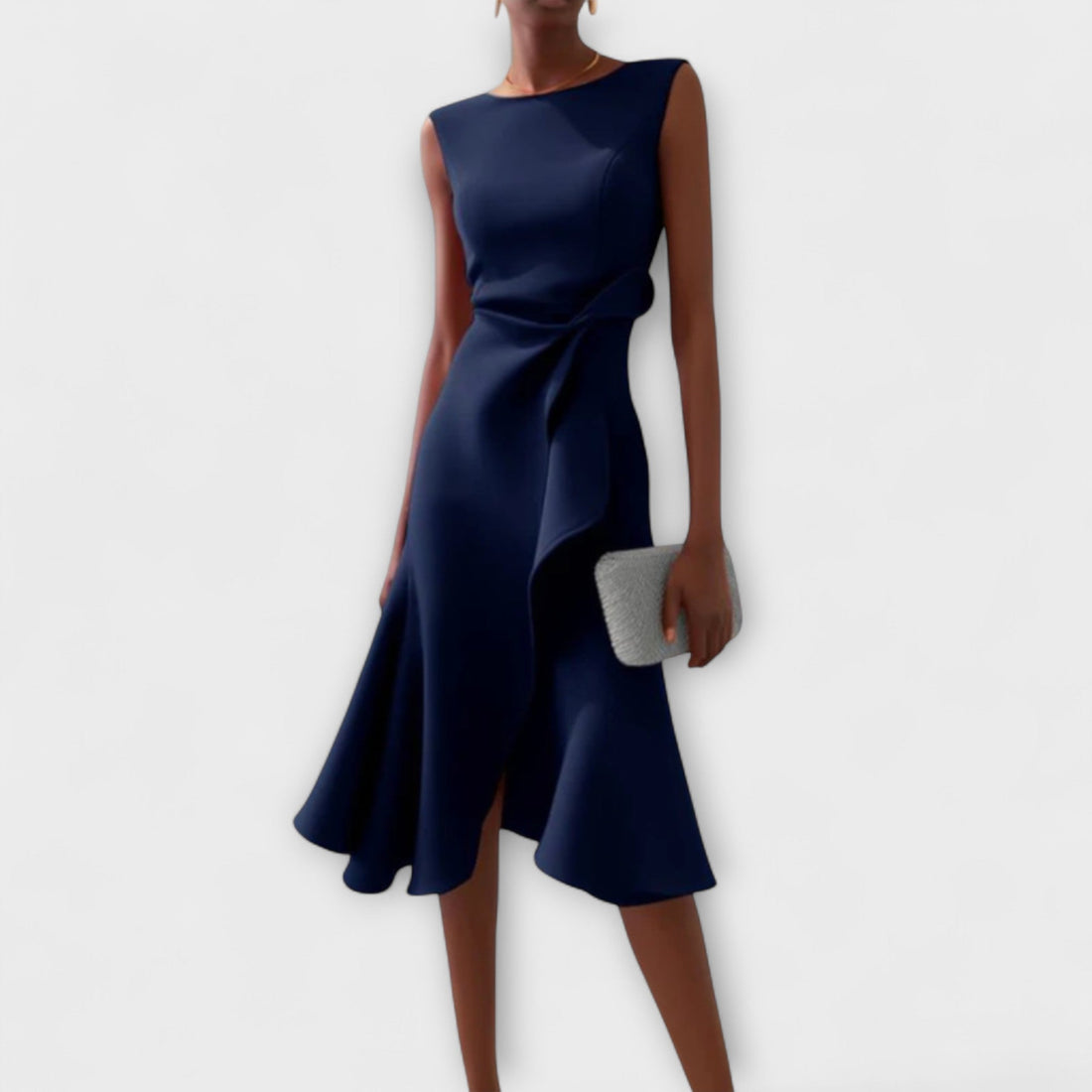 Dara Damen Midi Kleid | Drapiertes Design- S-2XL