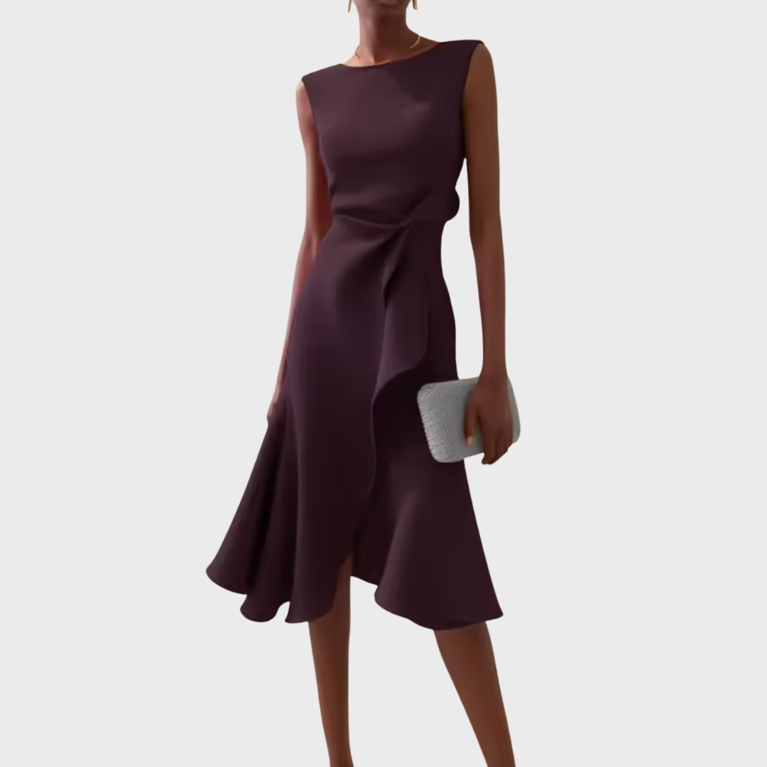 Dara Damen Midi Kleid | Drapiertes Design- S-2XL