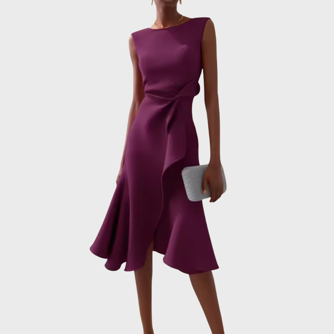 Dara Damen Midi Kleid | Drapiertes Design- S-2XL