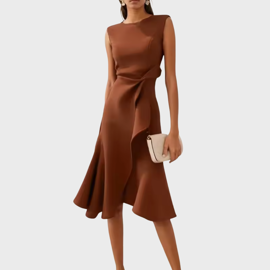 Dara Damen Midi Kleid | Drapiertes Design- S-2XL