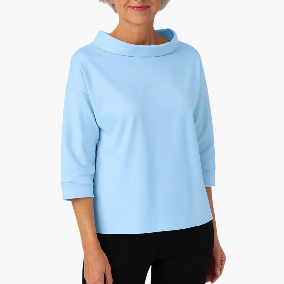 Daria Oberteile für Damen | Hoher Kragen, Dreiviertelärmel- S-3XL