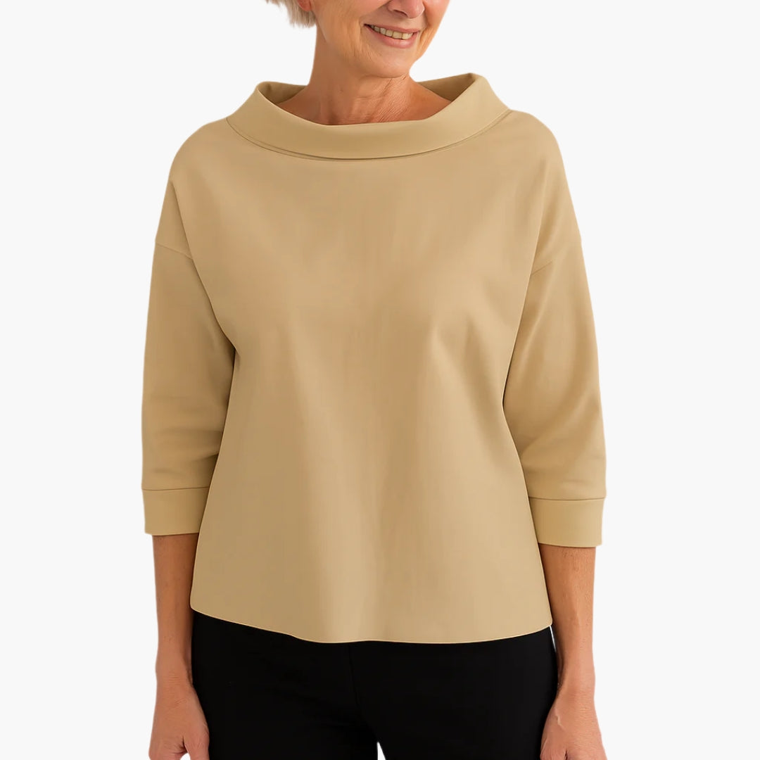 Daria Oberteile für Damen | Hoher Kragen, Dreiviertelärmel- S-3XL
