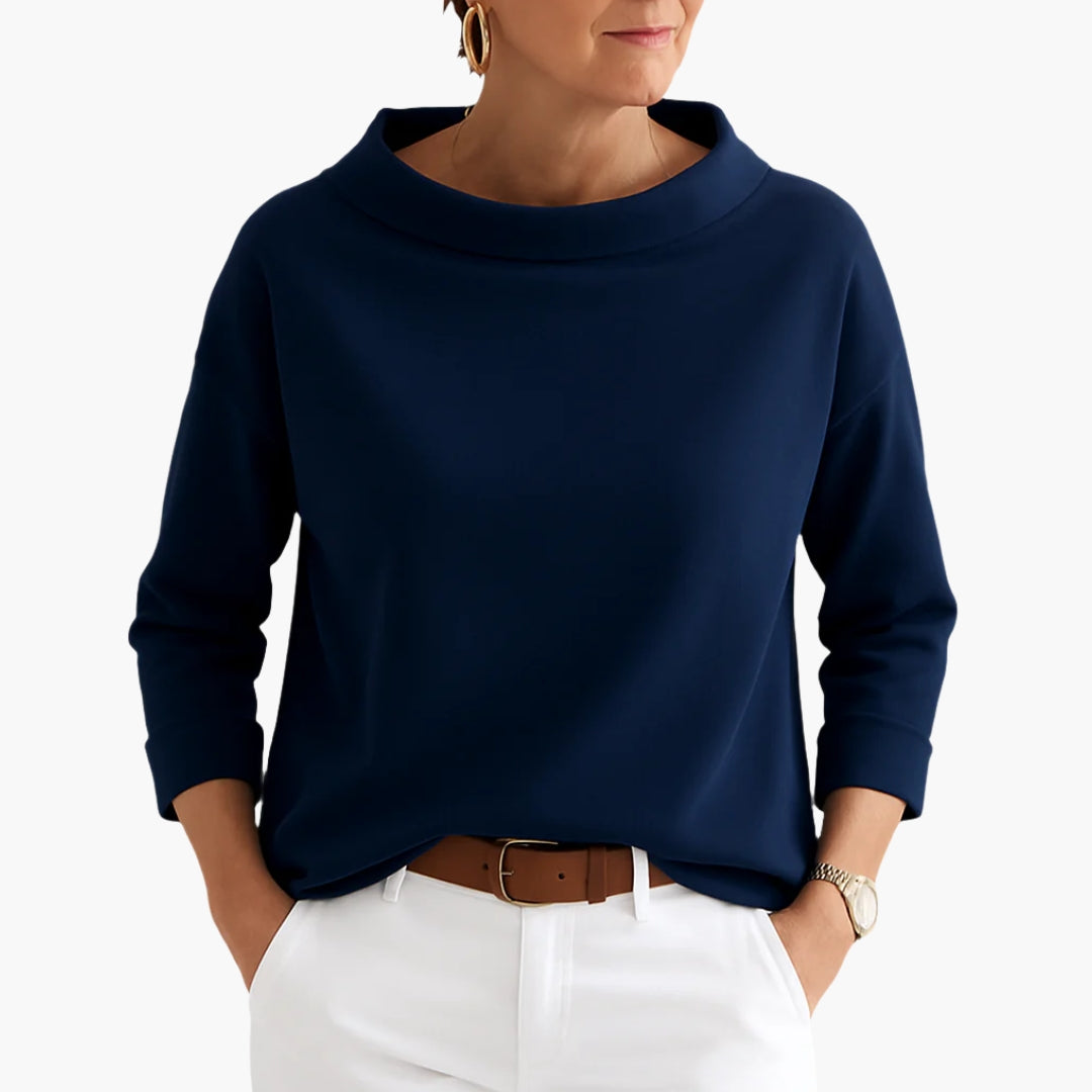Daria Oberteile für Damen | Hoher Kragen, Dreiviertelärmel- S-3XL