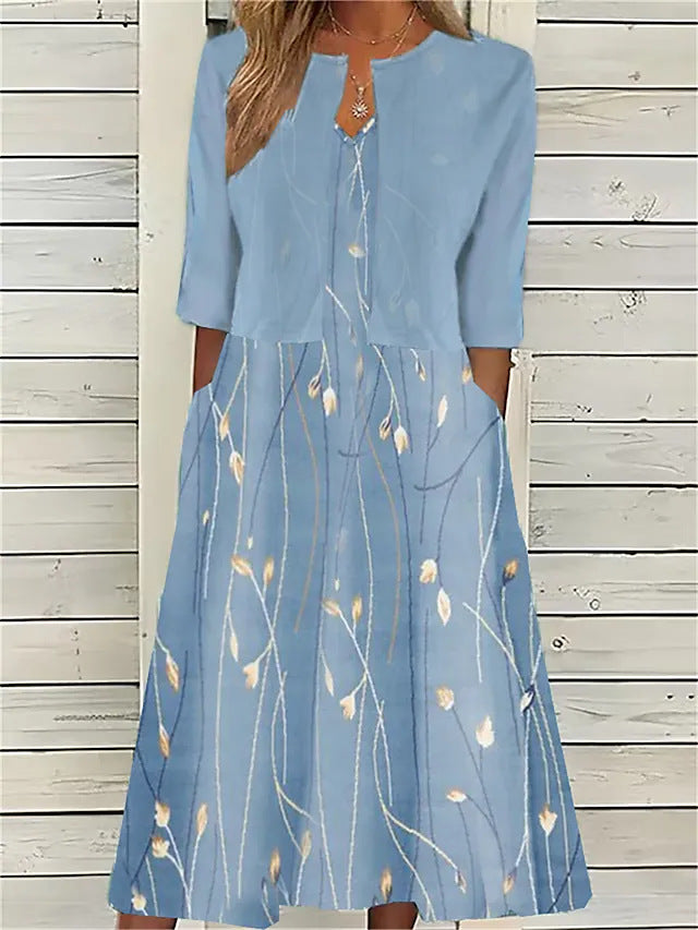 Elise - Blumen Zweiteiliges Midi-Kleid