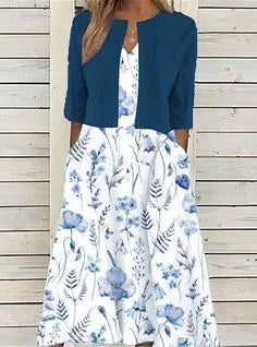 Elise - Blumen Zweiteiliges Midi-Kleid