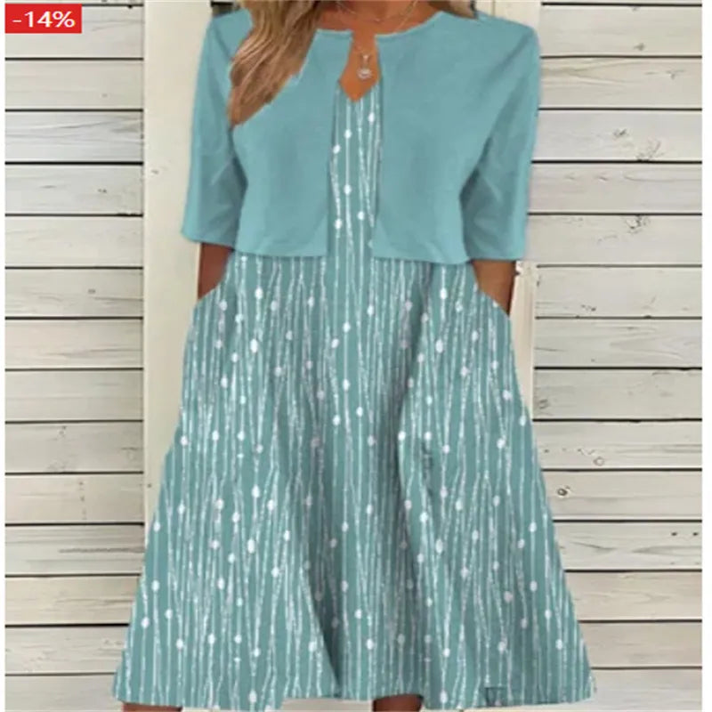 Elise - Blumen Zweiteiliges Midi-Kleid