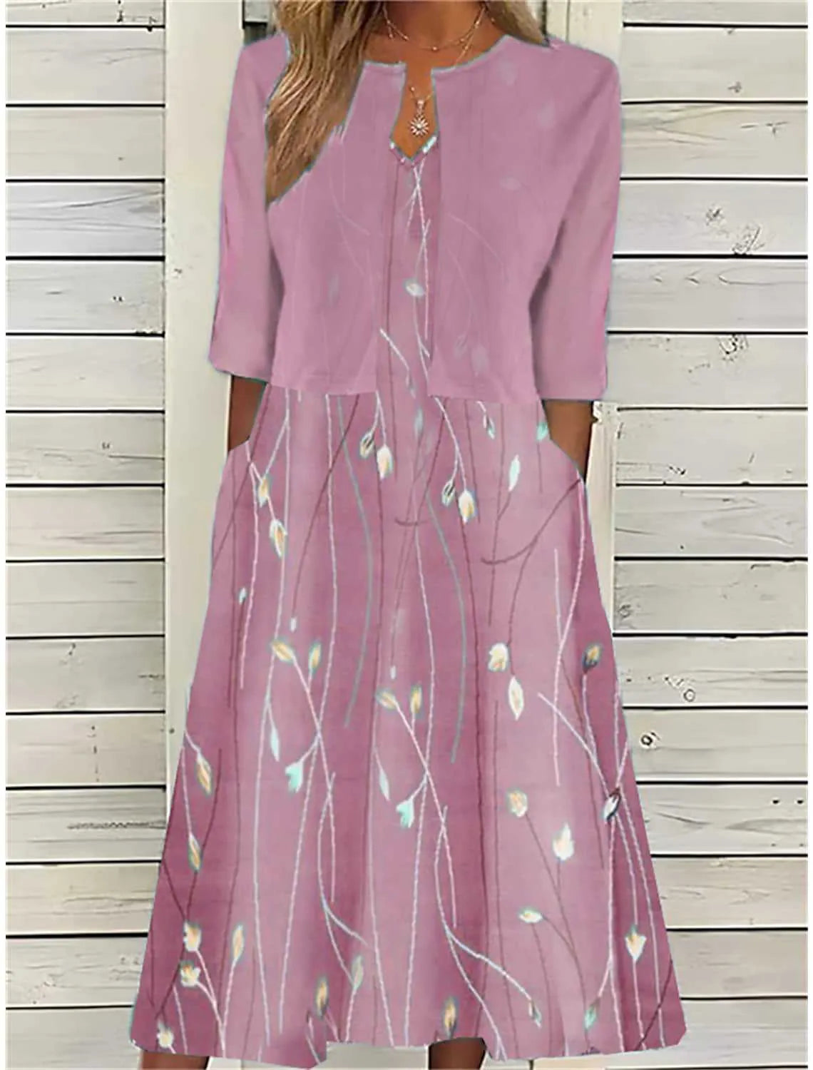 Elise - Blumen Zweiteiliges Midi-Kleid
