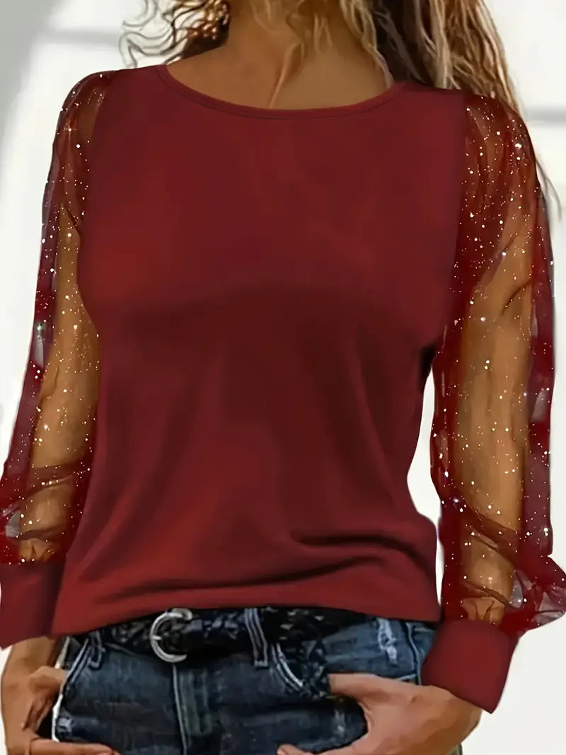 Elysia Damenbluse | Glänzender Stoff für Elegante Anlässe- S-3XL