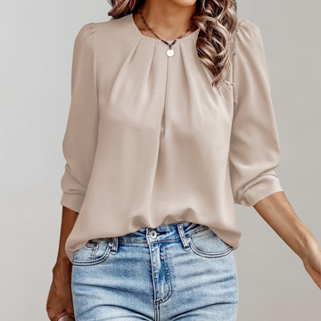 Evelyn Damen Bluse | Puffärmel, Plissee-Design, Elegante Bluse