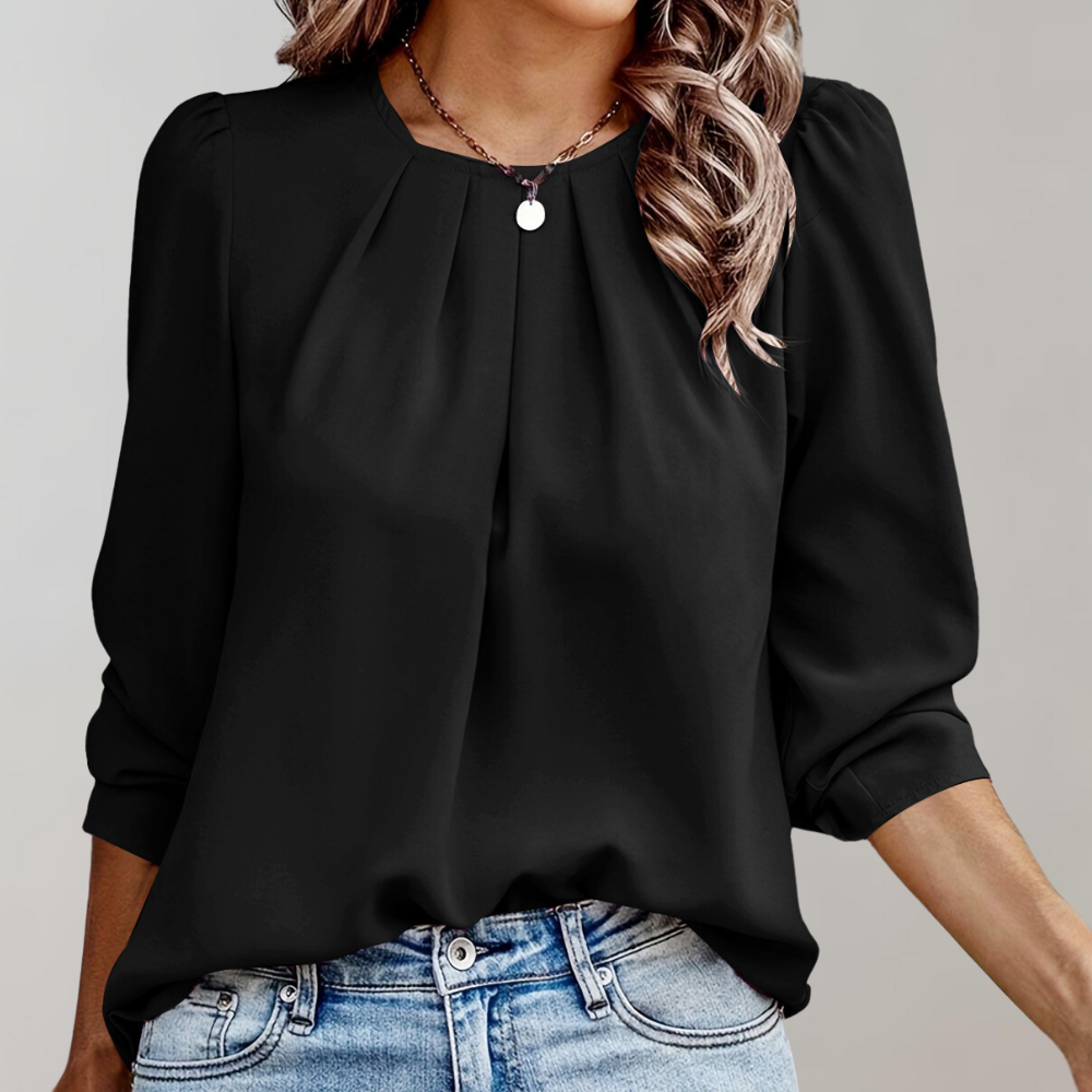 Evelyn Damen Bluse | Puffärmel, Plissee-Design, Elegante Bluse