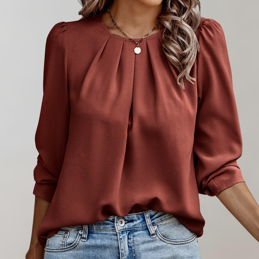 Evelyn Damen Bluse | Puffärmel, Plissee-Design, Elegante Bluse