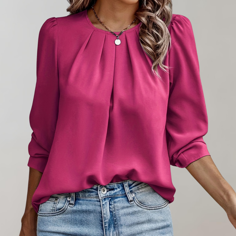 Evelyn Damen Bluse | Puffärmel, Plissee-Design, Elegante Bluse