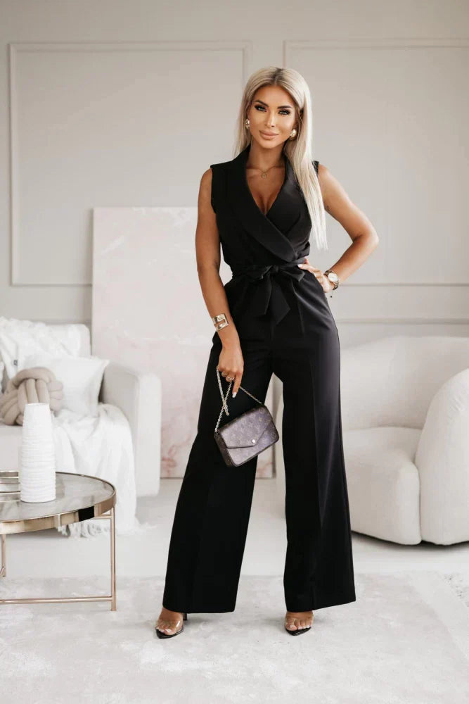 Evelyn Damen Jumpsuit | Hochwertiger Stoff, Weite Beine- S-2XL