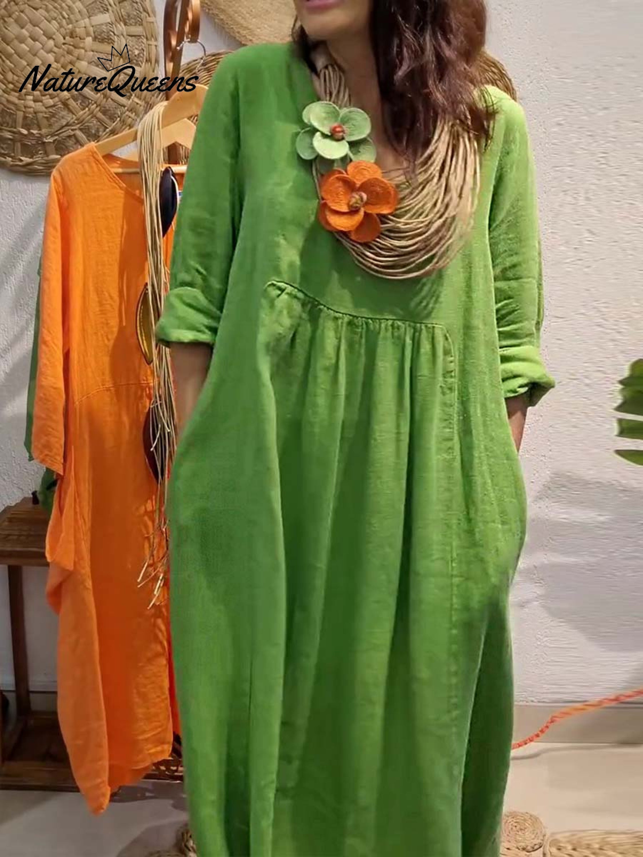 Evelyn Damen Kleid | Baumwoll-Leinen, Elegante Silhouette- S-3XL