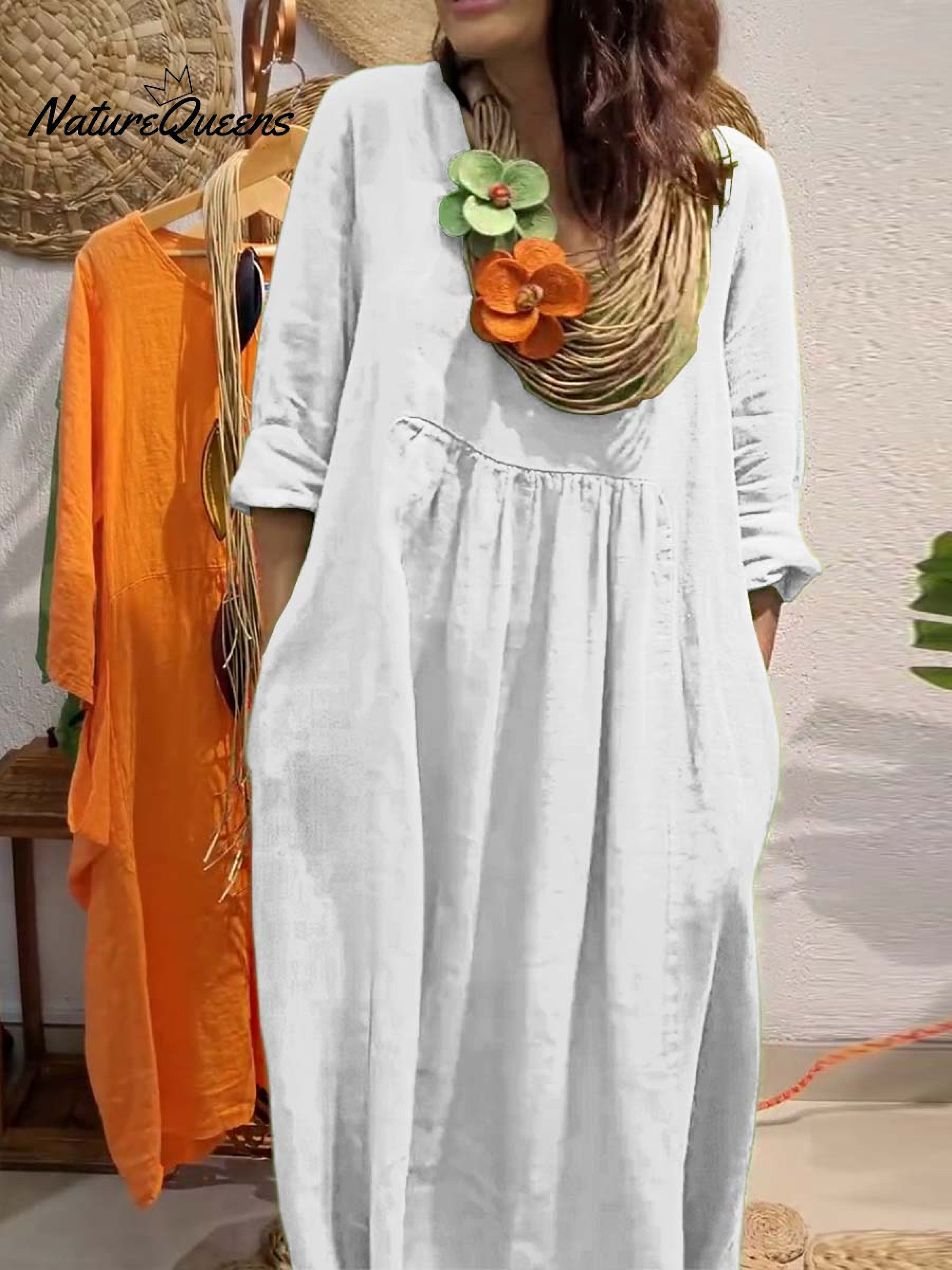 Evelyn Damen Kleid | Baumwoll-Leinen, Elegante Silhouette- S-3XL