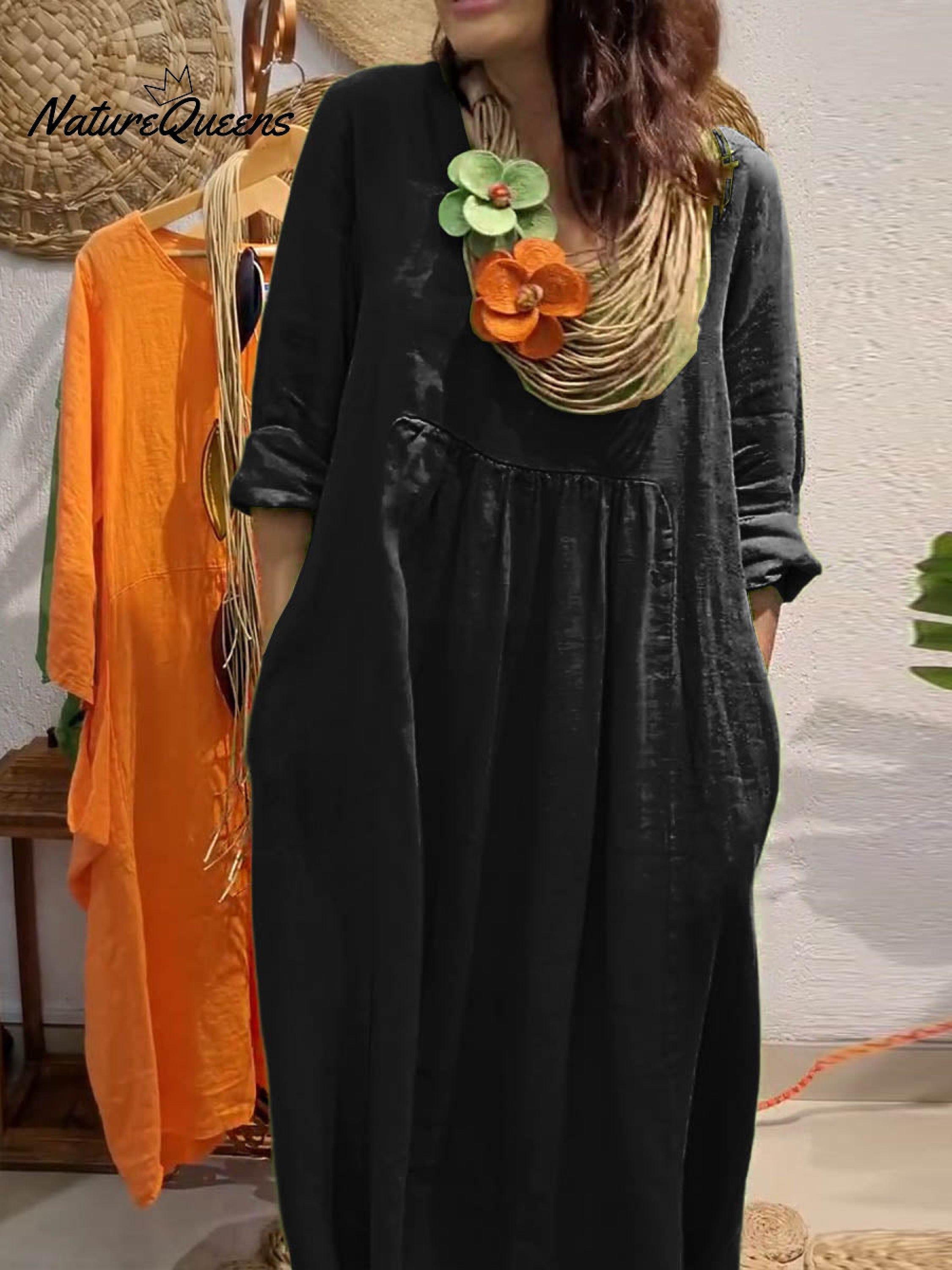 Evelyn Damen Kleid | Baumwoll-Leinen, Elegante Silhouette- S-3XL