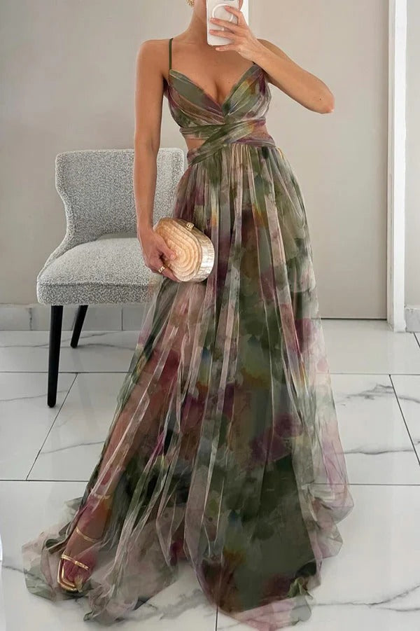 Fina Damen Maxi Kleid | Luftig mit Blumenmuster