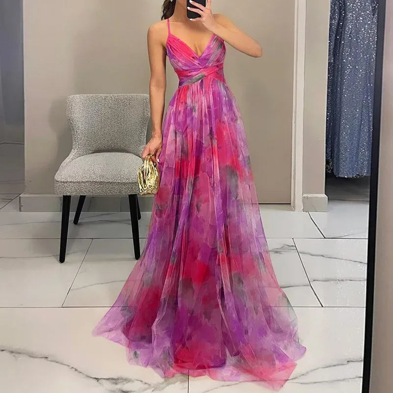 Fina Damen Maxi Kleid | Luftig mit Blumenmuster