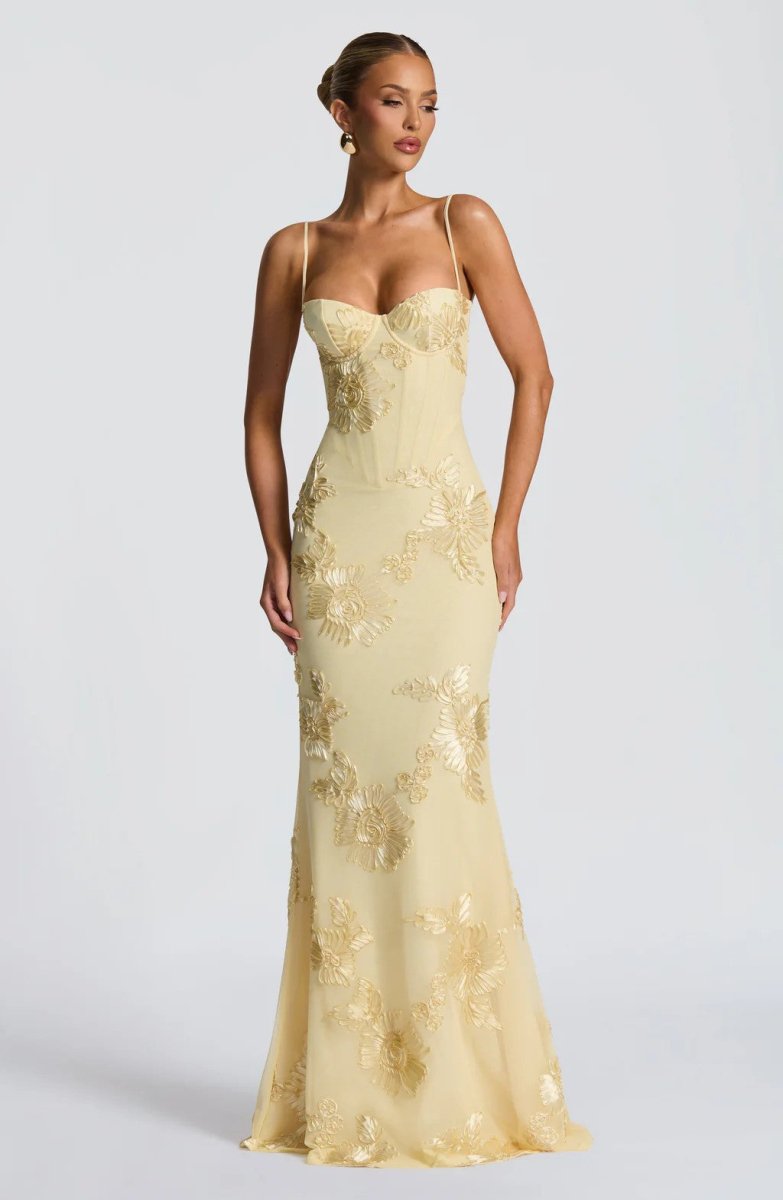 Fiona Figurbetontes Maxi Kleid | Spitze und Offener Rücken