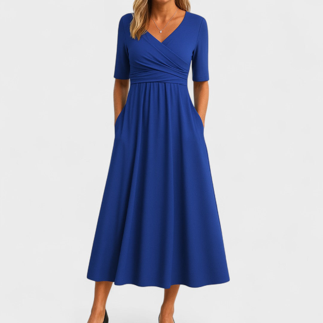 Fiona Wickelkleid für Damen | Stretch-Strickstoff, V-Ausschnitt- S-5XL