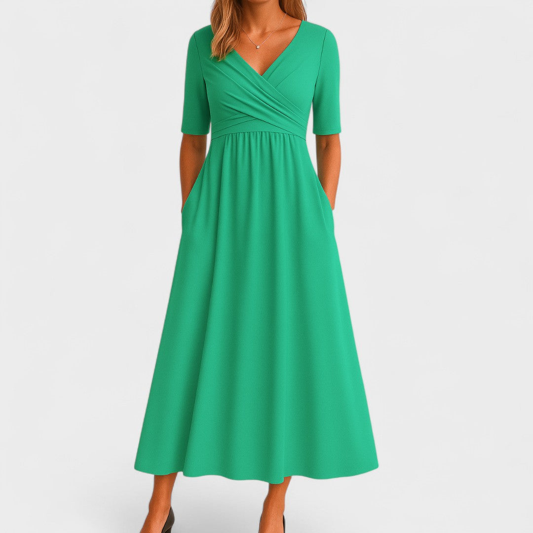 Fiona Wickelkleid für Damen | Stretch-Strickstoff, V-Ausschnitt- S-5XL