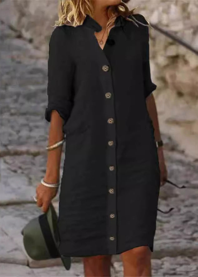 Hera Damen Hemdkleid | Halbarm, Baumwollmix, Klassisch