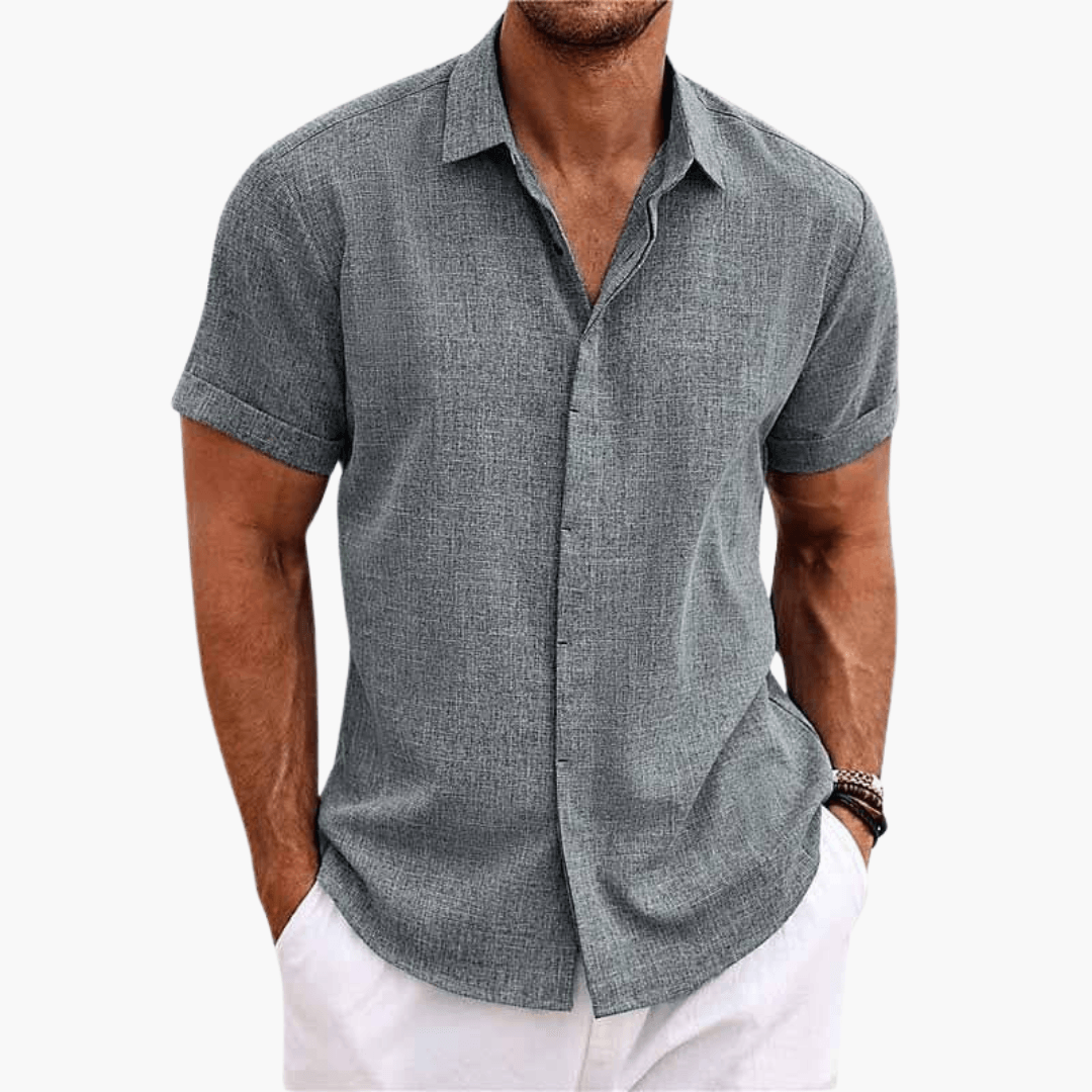 Rolf Blau Leinen-Look Kurzarm-Hemd für Herren | Atmungsaktiv Lässiger Fit | Strand und Freizeit - S/M/L/XL/2XL/3XL