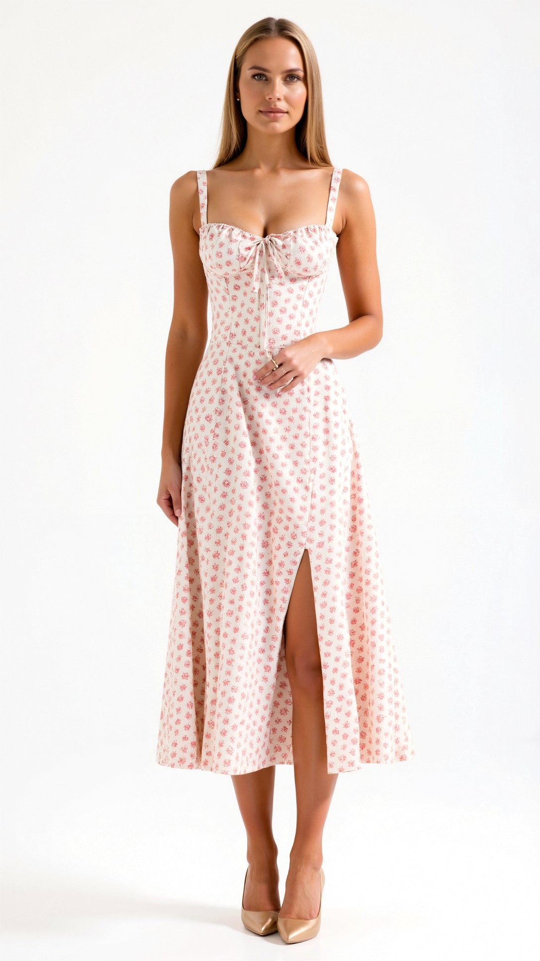 Juli Damen Midi Kleid | Romantischer Blumenprint, Elegante A-Linie- S-5XL