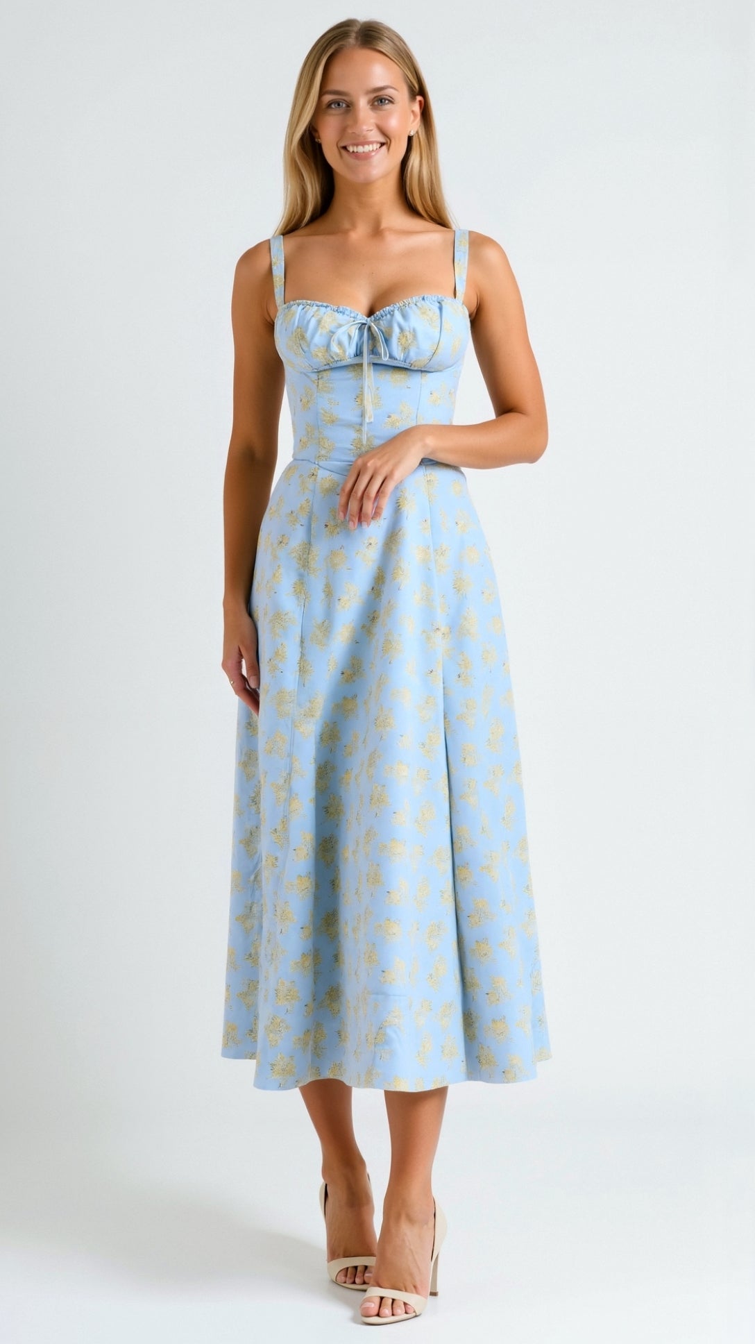 Juli Damen Midi Kleid | Romantischer Blumenprint, Elegante A-Linie- S-5XL