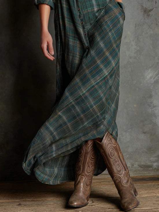 Kari Women’s Hemdkleid | Baumwollmischung, Kariert, Maxilänge