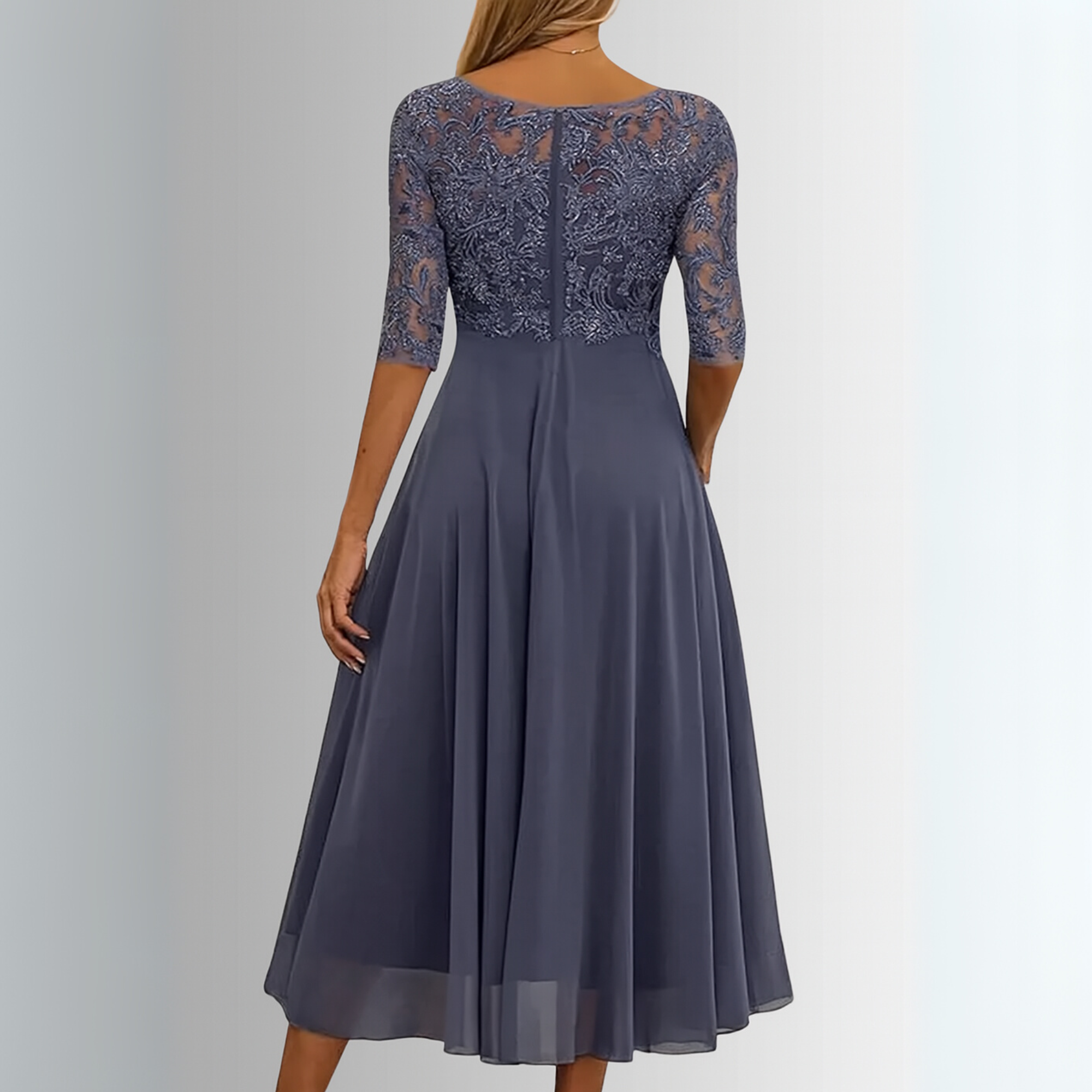 Kira Damen Abendkleid | Spitzenstruktur, Midi-Länge, Ideal für Hochzeiten