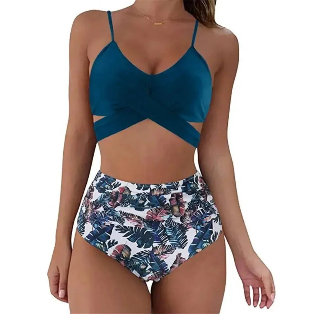 Kira Damen Bikini Set | Kreuzband-Oberteil, Hohe Taille- S-XL