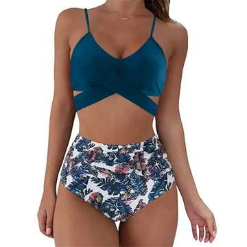 Kira Damen Bikini Set | Kreuzband-Oberteil, Hohe Taille- S-XL