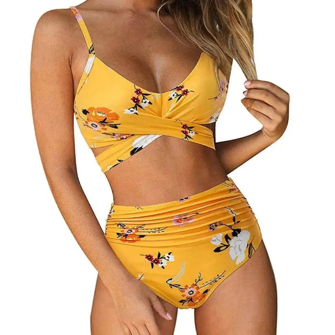Kira Damen Bikini Set | Kreuzband-Oberteil, Hohe Taille- S-XL