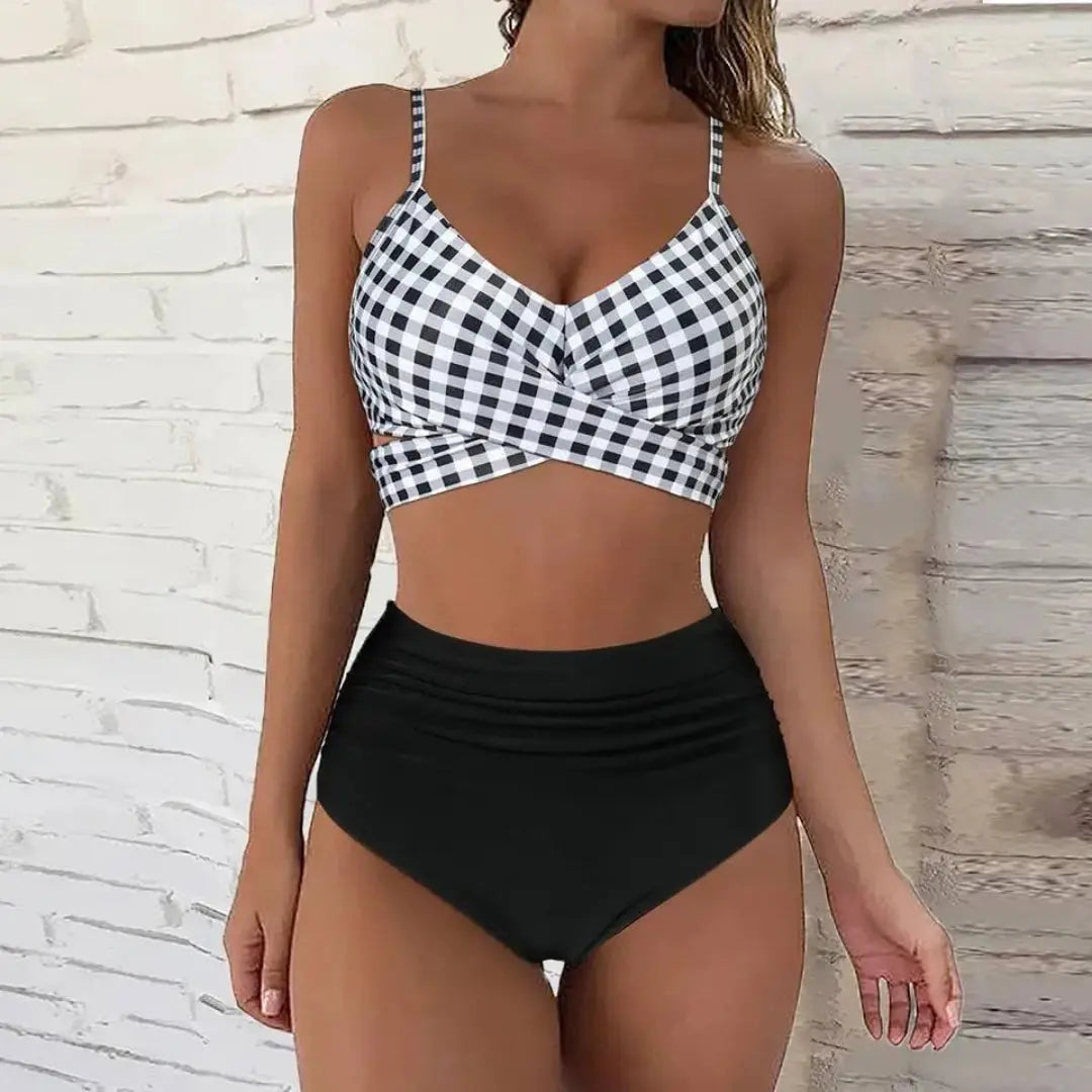 Kira Damen Bikini Set | Kreuzband-Oberteil, Hohe Taille- S-XL