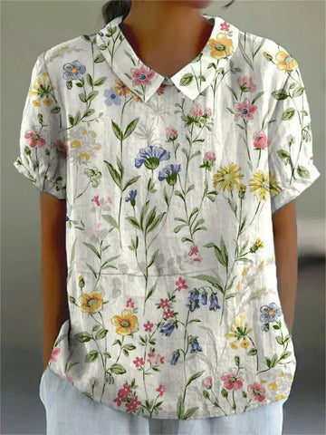 Kira Damen Bluse | Leichtes Baumwollmaterial mit Blumenmuster- S-2XL