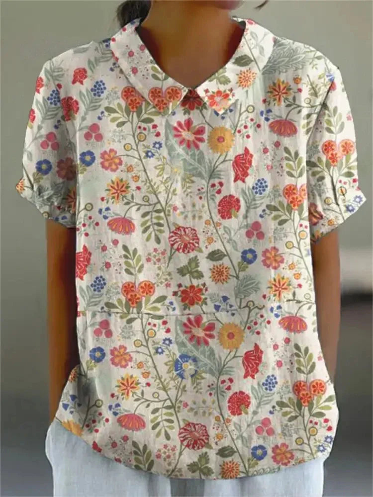 Kira Damen Bluse | Leichtes Baumwollmaterial mit Blumenmuster- S-2XL