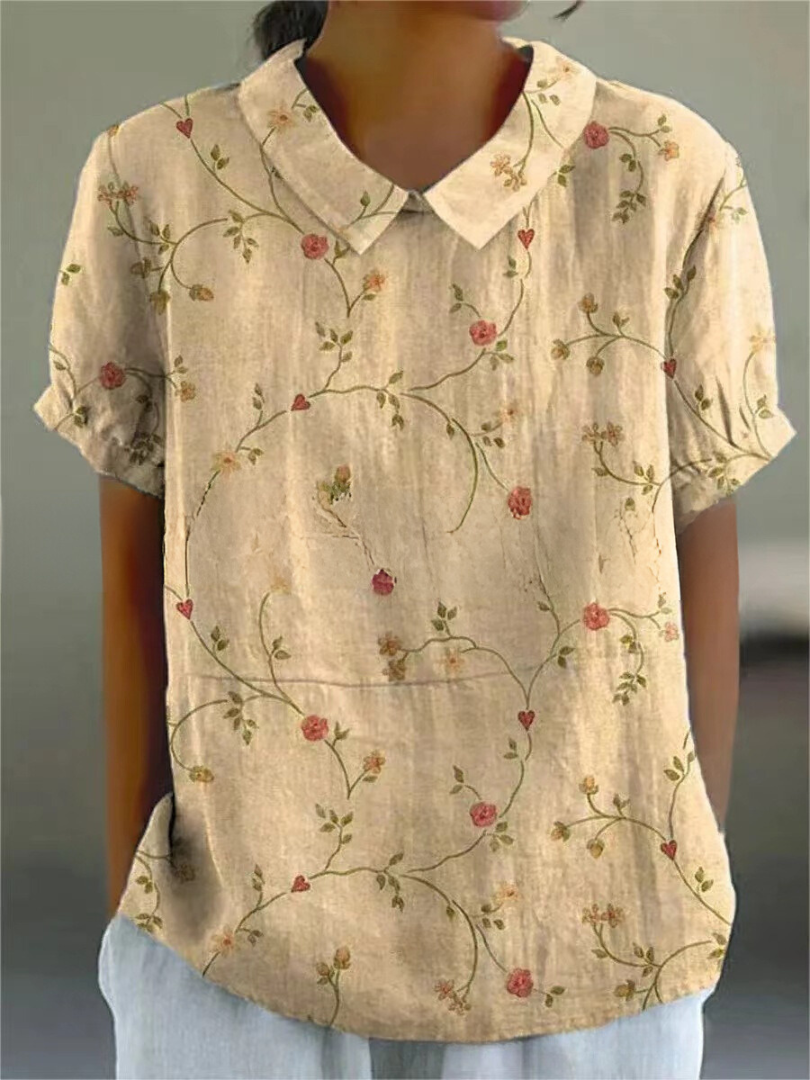 Kira Damen Bluse | Leichtes Baumwollmaterial mit Blumenmuster- S-2XL