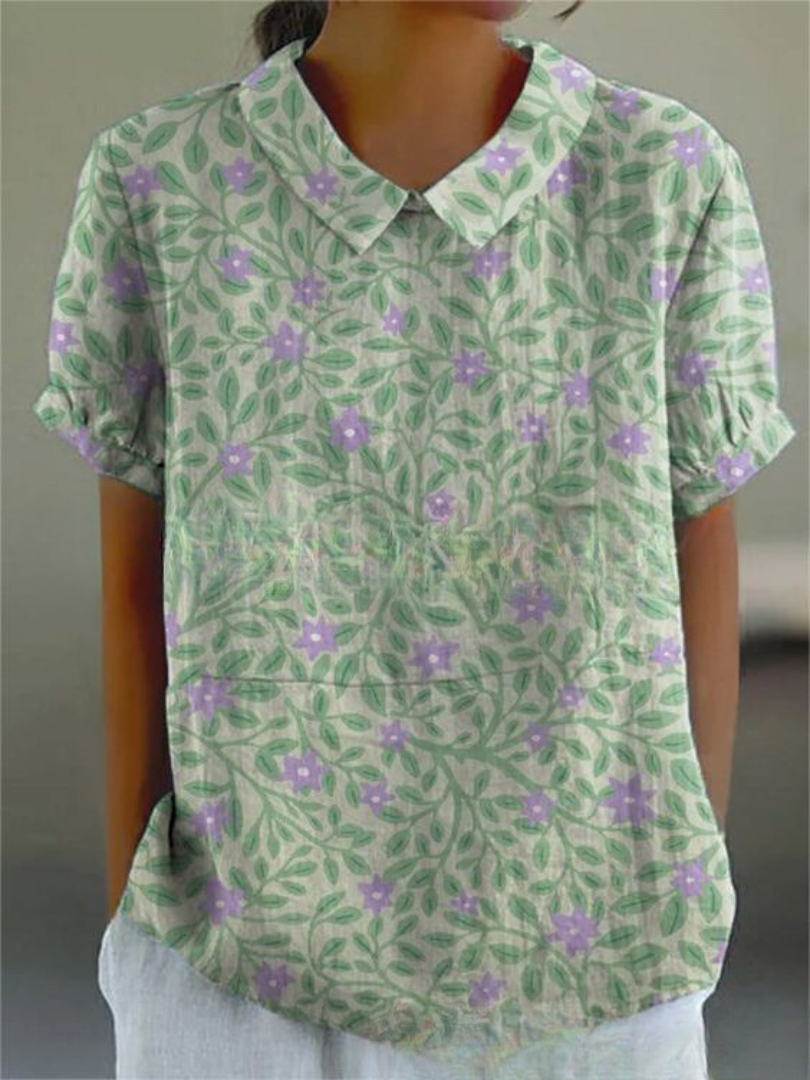 Kira Damen Bluse | Leichtes Baumwollmaterial mit Blumenmuster- S-2XL