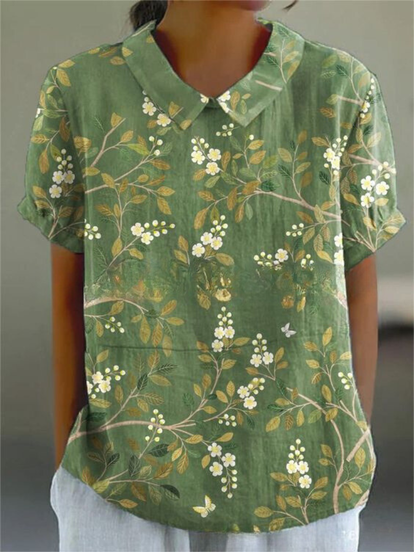 Kira Damen Bluse | Leichtes Baumwollmaterial mit Blumenmuster- S-2XL