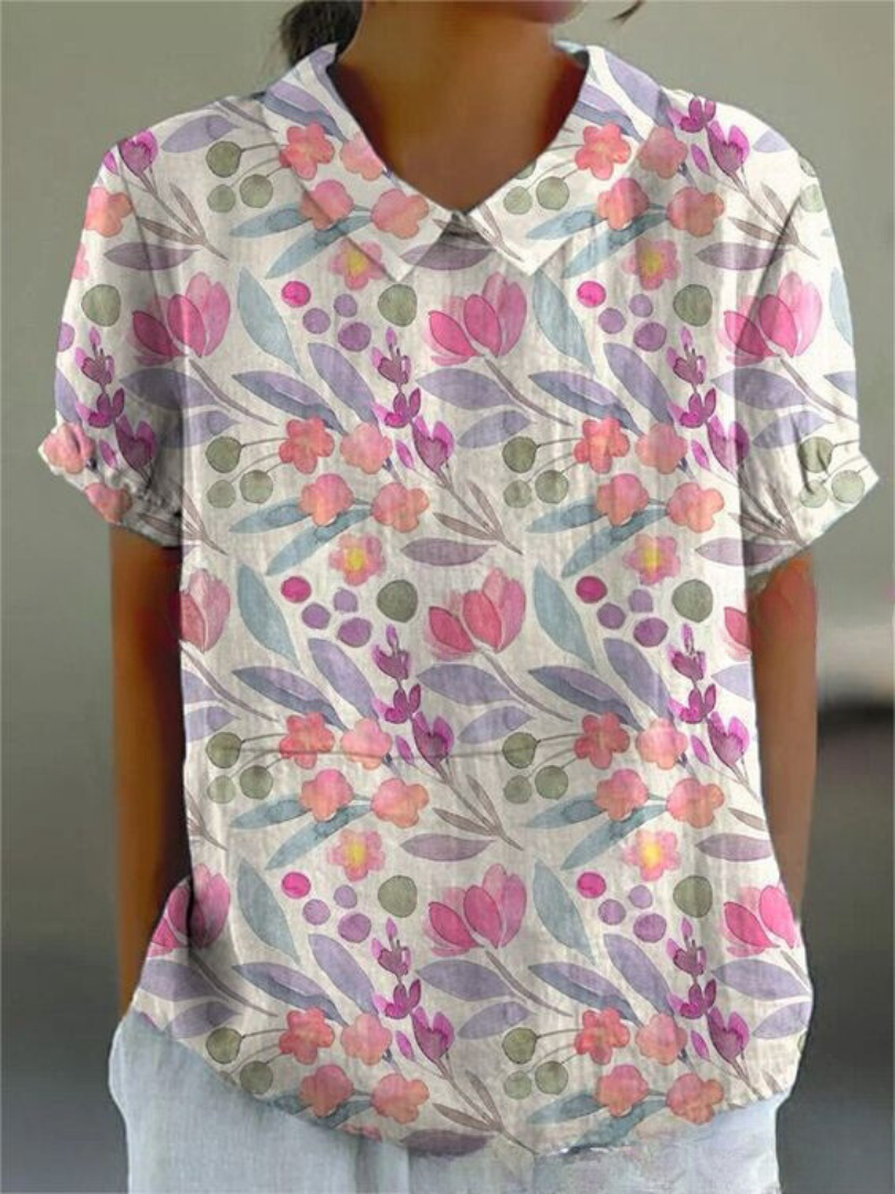 Kira Damen Bluse | Leichtes Baumwollmaterial mit Blumenmuster- S-2XL