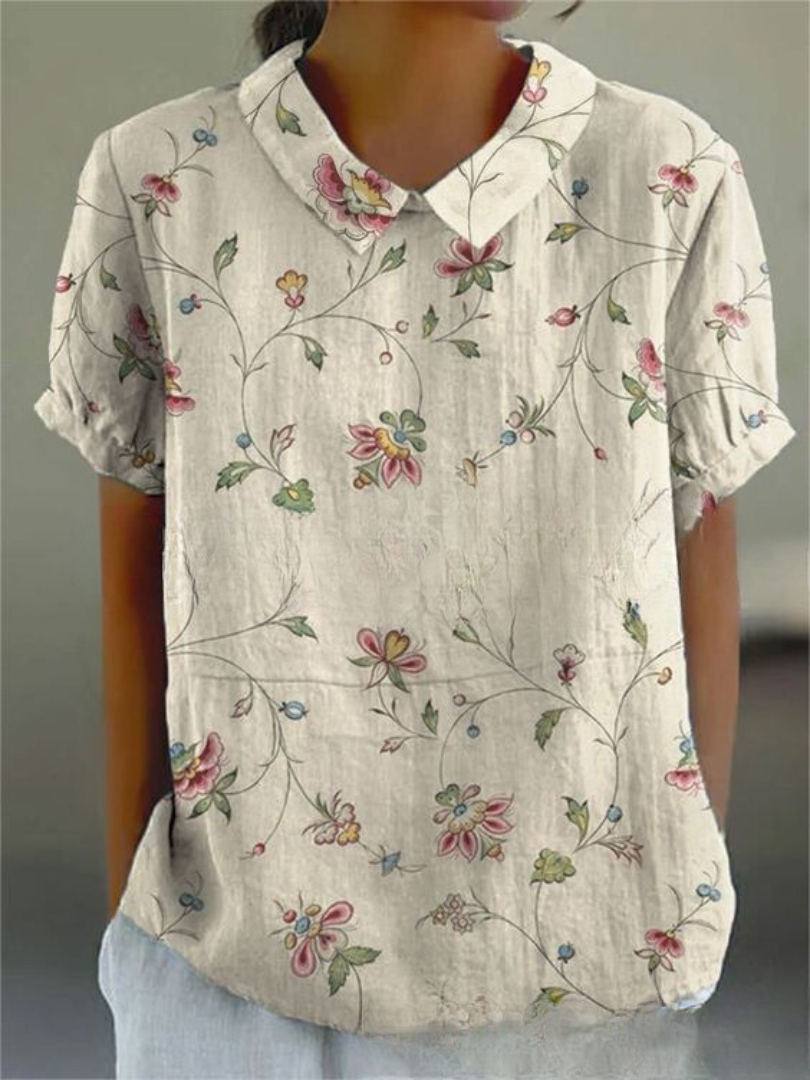 Kira Damen Bluse | Leichtes Baumwollmaterial mit Blumenmuster- S-2XL