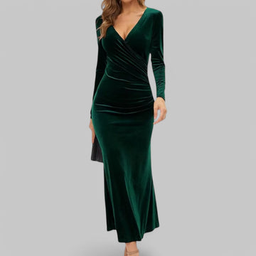 Klara Damen Abendkleid | V-Ausschnitt, Maxi-Länge- S-XL