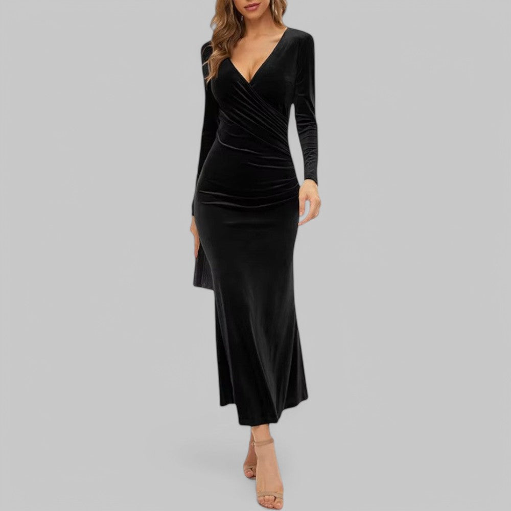 Klara Damen Abendkleid | V-Ausschnitt, Maxi-Länge- S-XL
