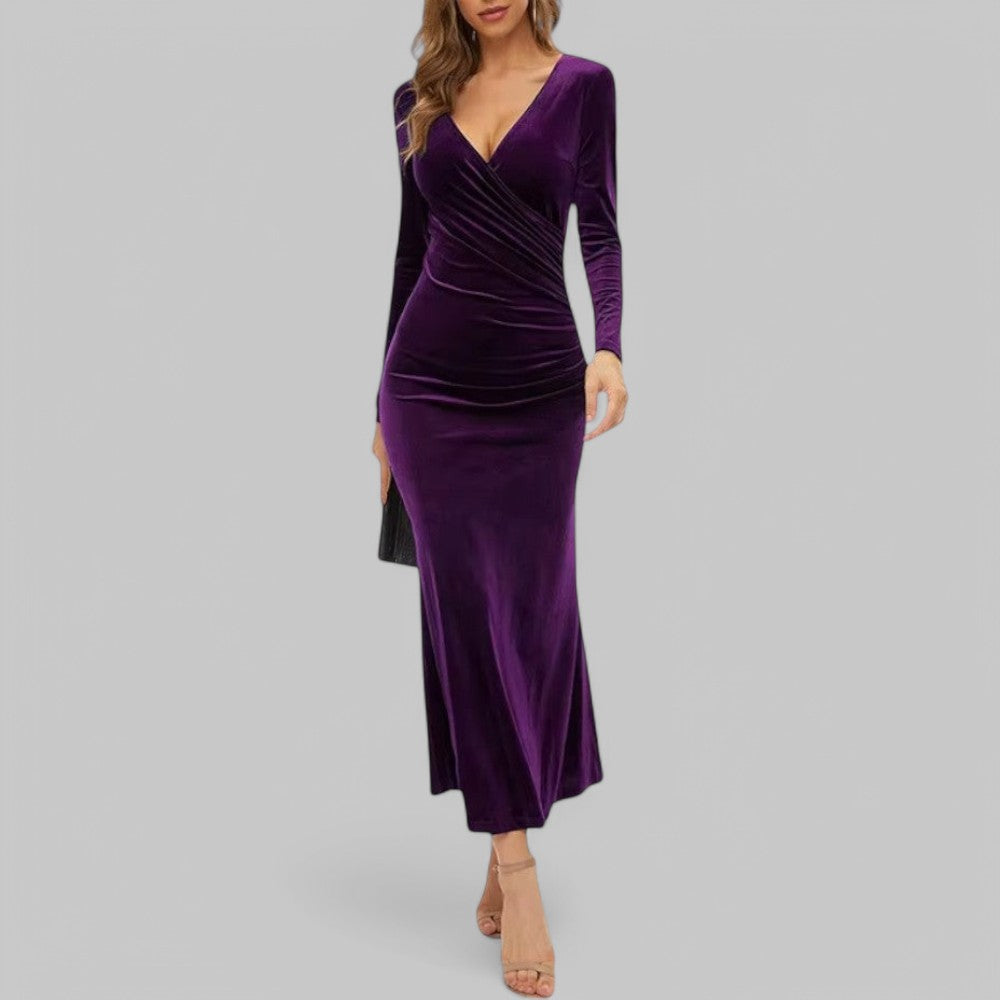 Klara Damen Abendkleid | V-Ausschnitt, Maxi-Länge- S-XL